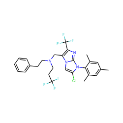 Cc1cc(C)c(-n2c(Cl)cn3c(CN(CCc4ccccc4)CCC(F)(F)F)c(C(F)(F)F)nc23)c(C)c1 ZINC000049793588