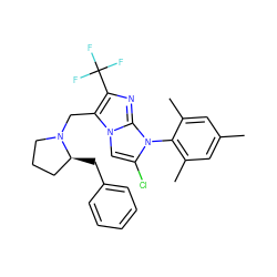 Cc1cc(C)c(-n2c(Cl)cn3c(CN4CCC[C@@H]4Cc4ccccc4)c(C(F)(F)F)nc23)c(C)c1 ZINC000049051644