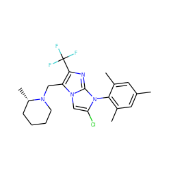 Cc1cc(C)c(-n2c(Cl)cn3c(CN4CCCC[C@@H]4C)c(C(F)(F)F)nc23)c(C)c1 ZINC000049110167