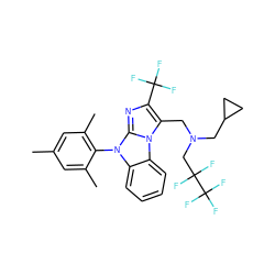 Cc1cc(C)c(-n2c3ccccc3n3c(CN(CC4CC4)CC(F)(F)C(F)(F)F)c(C(F)(F)F)nc23)c(C)c1 ZINC000036322222