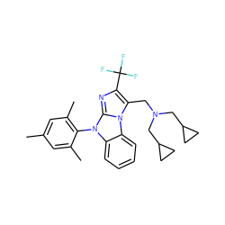 Cc1cc(C)c(-n2c3ccccc3n3c(CN(CC4CC4)CC4CC4)c(C(F)(F)F)nc23)c(C)c1 ZINC000028469757