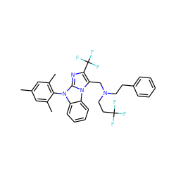 Cc1cc(C)c(-n2c3ccccc3n3c(CN(CCc4ccccc4)CCC(F)(F)F)c(C(F)(F)F)nc23)c(C)c1 ZINC000028459095