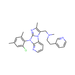 Cc1cc(C)c(-n2c3ncccc3n3c(CN(C)CCc4cccnc4)c(C)nc23)c(Cl)c1 ZINC000028903846