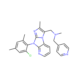 Cc1cc(C)c(-n2c3ncccc3n3c(CN(C)Cc4ccncc4)c(C)nc23)c(Cl)c1 ZINC000028903832