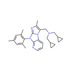 Cc1cc(C)c(-n2c3ncccc3n3c(CN(CC4CC4)CC4CC4)c(C)nc23)c(C)c1 ZINC000028903723