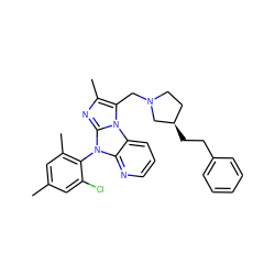 Cc1cc(C)c(-n2c3ncccc3n3c(CN4CC[C@@H](CCc5ccccc5)C4)c(C)nc23)c(Cl)c1 ZINC000028903809