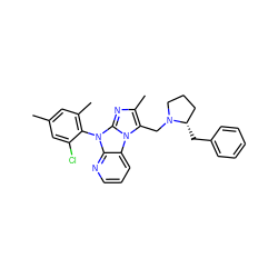 Cc1cc(C)c(-n2c3ncccc3n3c(CN4CCC[C@@H]4Cc4ccccc4)c(C)nc23)c(Cl)c1 ZINC000028903782