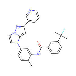 Cc1cc(C)c(-n2ccn3nc(-c4cccnc4)cc23)cc1NC(=O)c1cccc(C(C)(C)F)c1 ZINC000224208836