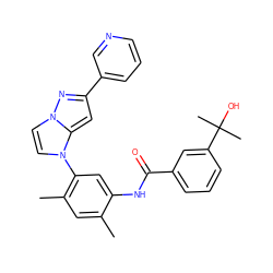 Cc1cc(C)c(-n2ccn3nc(-c4cccnc4)cc23)cc1NC(=O)c1cccc(C(C)(C)O)c1 ZINC000224194722