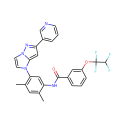 Cc1cc(C)c(-n2ccn3nc(-c4cccnc4)cc23)cc1NC(=O)c1cccc(OC(F)(F)C(F)F)c1 ZINC000224227135