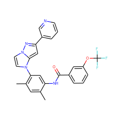 Cc1cc(C)c(-n2ccn3nc(-c4cccnc4)cc23)cc1NC(=O)c1cccc(OC(F)(F)F)c1 ZINC000224211639
