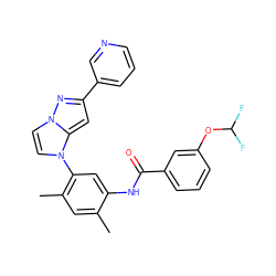 Cc1cc(C)c(-n2ccn3nc(-c4cccnc4)cc23)cc1NC(=O)c1cccc(OC(F)F)c1 ZINC000224217619
