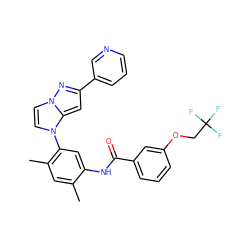 Cc1cc(C)c(-n2ccn3nc(-c4cccnc4)cc23)cc1NC(=O)c1cccc(OCC(F)(F)F)c1 ZINC000224189381