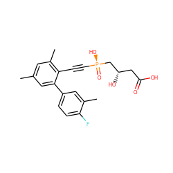 Cc1cc(C)c(C#C[P@](=O)(O)C[C@@H](O)CC(=O)O)c(-c2ccc(F)c(C)c2)c1 ZINC000001542366