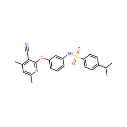 Cc1cc(C)c(C#N)c(Oc2cccc(NS(=O)(=O)c3ccc(C(C)C)cc3)c2)n1 ZINC000096271607