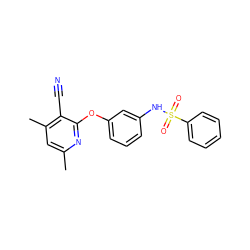 Cc1cc(C)c(C#N)c(Oc2cccc(NS(=O)(=O)c3ccccc3)c2)n1 ZINC000096271609