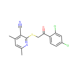 Cc1cc(C)c(C#N)c(SCC(=O)c2ccc(Cl)cc2Cl)n1 ZINC000001297684