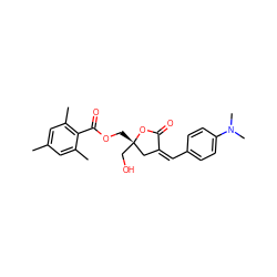 Cc1cc(C)c(C(=O)OC[C@]2(CO)C/C(=C/c3ccc(N(C)C)cc3)C(=O)O2)c(C)c1 ZINC000040864535