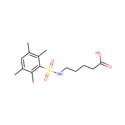 Cc1cc(C)c(C)c(S(=O)(=O)NCCCCC(=O)O)c1C ZINC000070198373