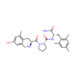 Cc1cc(C)c(C[C@H](NC(=O)[C@@H]2CCCN2C(=O)[C@@H](N)Cc2c(C)cc(O)cc2C)C(N)=O)c(C)c1 ZINC000169306981