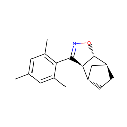 Cc1cc(C)c(C2=NO[C@@H]3[C@H]4CC[C@@H](C4)[C@@H]23)c(C)c1 ZINC000169295148