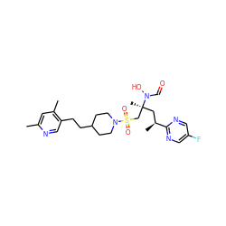 Cc1cc(C)c(CCC2CCN(S(=O)(=O)C[C@](C)(C[C@H](C)c3ncc(F)cn3)N(O)C=O)CC2)cn1 ZINC000066077842