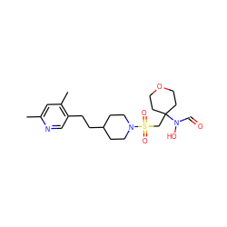 Cc1cc(C)c(CCC2CCN(S(=O)(=O)CC3(N(O)C=O)CCOCC3)CC2)cn1 ZINC000071294709