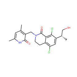 Cc1cc(C)c(CN2CCc3c(Cl)cc([C@@H](C)CO)c(Cl)c3C2=O)c(=O)[nH]1 ZINC001772577545