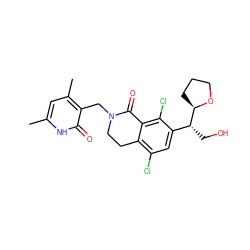 Cc1cc(C)c(CN2CCc3c(Cl)cc([C@@H](CO)[C@H]4CCCO4)c(Cl)c3C2=O)c(=O)[nH]1 ZINC001772616019