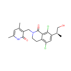 Cc1cc(C)c(CN2CCc3c(Cl)cc([C@H](C)CO)c(Cl)c3C2=O)c(=O)[nH]1 ZINC001772633994