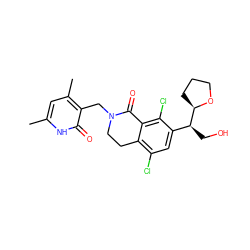 Cc1cc(C)c(CN2CCc3c(Cl)cc([C@H](CO)[C@H]4CCCO4)c(Cl)c3C2=O)c(=O)[nH]1 ZINC001772604222