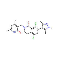 Cc1cc(C)c(CN2CCc3c(Cl)cc(-c4c(C)nn(C)c4C)c(Cl)c3C2=O)c(=O)[nH]1 ZINC001772603569