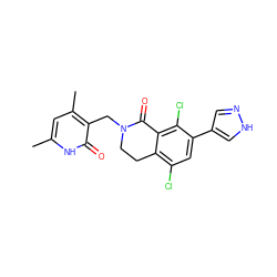 Cc1cc(C)c(CN2CCc3c(Cl)cc(-c4cn[nH]c4)c(Cl)c3C2=O)c(=O)[nH]1 ZINC001772645527