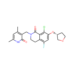 Cc1cc(C)c(CN2CCc3c(F)cc(O[C@@H]4CCOC4)c(Cl)c3C2=O)c(=O)[nH]1 ZINC000219294402