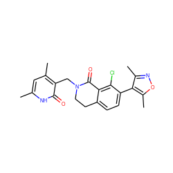 Cc1cc(C)c(CN2CCc3ccc(-c4c(C)noc4C)c(Cl)c3C2=O)c(=O)[nH]1 ZINC001772633719