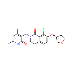 Cc1cc(C)c(CN2CCc3ccc(O[C@@H]4CCOC4)c(Cl)c3C2=O)c(=O)[nH]1 ZINC000219266324