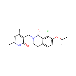 Cc1cc(C)c(CN2CCc3ccc(OC(C)C)c(Cl)c3C2=O)c(=O)[nH]1 ZINC000220641458