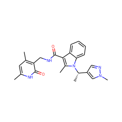 Cc1cc(C)c(CNC(=O)c2c(C)n([C@@H](C)c3cnn(C)c3)c3ccccc23)c(=O)[nH]1 ZINC000474609317