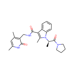 Cc1cc(C)c(CNC(=O)c2c(C)n([C@H](C)C(=O)N3CCCC3)c3ccccc23)c(=O)[nH]1 ZINC000473086002