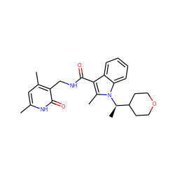 Cc1cc(C)c(CNC(=O)c2c(C)n([C@H](C)C3CCOCC3)c3ccccc23)c(=O)[nH]1 ZINC000474606081