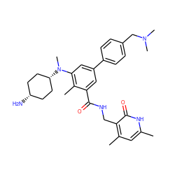 Cc1cc(C)c(CNC(=O)c2cc(-c3ccc(CN(C)C)cc3)cc(N(C)[C@H]3CC[C@@H](N)CC3)c2C)c(=O)[nH]1 ZINC000473244690