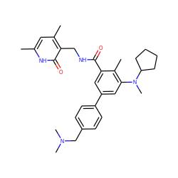 Cc1cc(C)c(CNC(=O)c2cc(-c3ccc(CN(C)C)cc3)cc(N(C)C3CCCC3)c2C)c(=O)[nH]1 ZINC000205798510