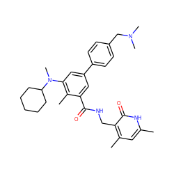 Cc1cc(C)c(CNC(=O)c2cc(-c3ccc(CN(C)C)cc3)cc(N(C)C3CCCCC3)c2C)c(=O)[nH]1 ZINC000098185579