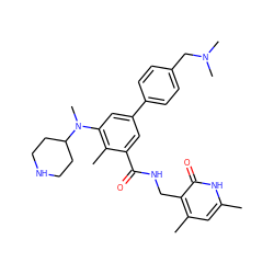 Cc1cc(C)c(CNC(=O)c2cc(-c3ccc(CN(C)C)cc3)cc(N(C)C3CCNCC3)c2C)c(=O)[nH]1 ZINC000098186118