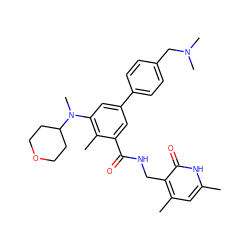 Cc1cc(C)c(CNC(=O)c2cc(-c3ccc(CN(C)C)cc3)cc(N(C)C3CCOCC3)c2C)c(=O)[nH]1 ZINC000098185598