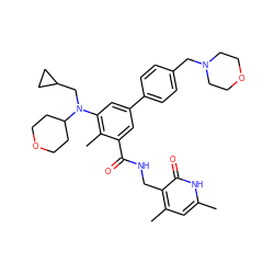 Cc1cc(C)c(CNC(=O)c2cc(-c3ccc(CN4CCOCC4)cc3)cc(N(CC3CC3)C3CCOCC3)c2C)c(=O)[nH]1 ZINC000205712614