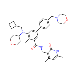 Cc1cc(C)c(CNC(=O)c2cc(-c3ccc(CN4CCOCC4)cc3)cc(N(CC3CCC3)C3CCOCC3)c2C)c(=O)[nH]1 ZINC000205713762