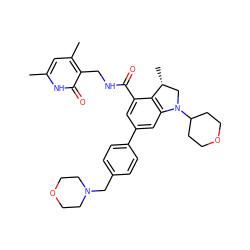 Cc1cc(C)c(CNC(=O)c2cc(-c3ccc(CN4CCOCC4)cc3)cc3c2[C@H](C)CN3C2CCOCC2)c(=O)[nH]1 ZINC001772595578