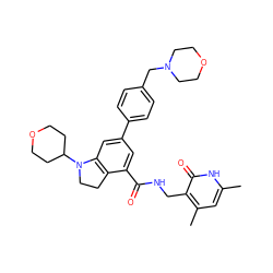 Cc1cc(C)c(CNC(=O)c2cc(-c3ccc(CN4CCOCC4)cc3)cc3c2CCN3C2CCOCC2)c(=O)[nH]1 ZINC001772593513