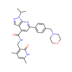 Cc1cc(C)c(CNC(=O)c2cc(-c3ccc(CN4CCOCC4)cc3)nc3c2cnn3C(C)C)c(=O)[nH]1 ZINC000201491609